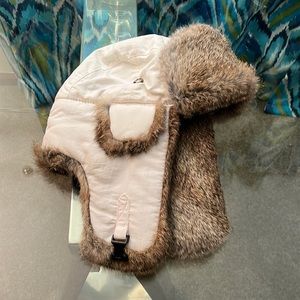 Gorgeous cream and real fur bomber winter hat for women-one size fits most